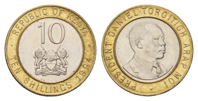 Кения 10 шиллингов 1994 Дэниэл арап Мои KM 27 биметалл UNC 4662-456
