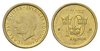 Швеция 10 крон 2003 Карл XVI Густав (1973-) KM 895 нордик 4642-556