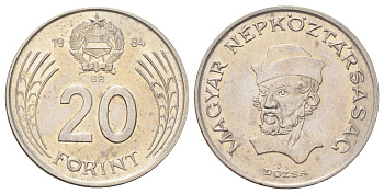 Венгрия 20 форинтов 1984 Дьёрдь Дожа KM 630 медно-никель 4699-1152