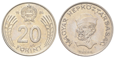 Венгрия 20 форинтов 1984 Дьёрдь Дожа KM 630 медно-никель 4699-1152