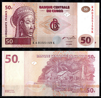 ДР Конго 50 франков 2000 Pick 91 A бумага UNC (пресс) 7199-4-3