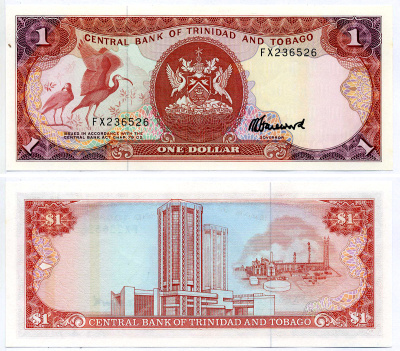 Тринидад и Тобаго 1 доллар 1985 подпись 6 Pick 36c бумага UNC (пресс) 2197-14-1-1