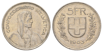 Швейцария 5 франков 1983 KM 40a.2 медно-никель 4536-1024