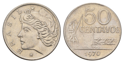 Бразилия 50 сентаво 1970 KM 580a медно-никель 4561-1125