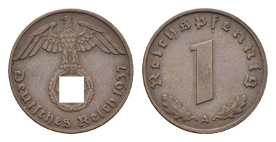 Германия 1 рейхспфенниг 1937 A KM 89, J. 361 бронза 4684-1137