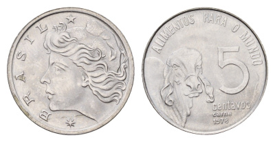 Бразилия 5 сентаво 1978 ФАО, зебу KM 587 нержавеющая сталь UNC 4687-1031