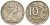 Австралия 10 центов 1970 Елизавета II (1952-), птица лирахвост KM 65 медно-никель 4382-927