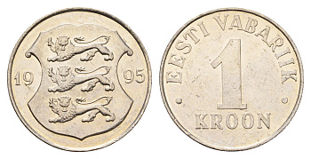 Эстония 1 крона 1995 KM 28 медно-никель aUNC 4688-627