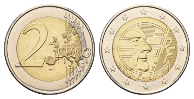 Франция 2 евро 2022 Жак Ширак KM 3066 биметалл UNC 67-955