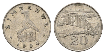 Зимбабве 20 центов 1980 мост Бирченоу KM 4 медно-никель 4666-1136
