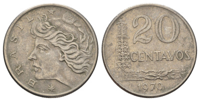 Бразилия 20 сентаво 1970 год-тип KM 579.2 медно-никель 4156-1027