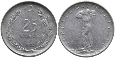 ТУРЦИЯ 25 КУРУШЕЙ 1970 KM 892.3 нержавеющая сталь 4541-622
