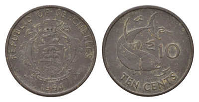 Сейшельские Острова (Сейшелы) 10 центов 1994 KM 48 медно-никель 4669-464