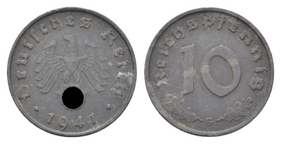 Германия 10 рейхспфеннигов 1941 G KM 101, J. 371 цинк 4705-464