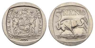 ЮАР 5 рандов 1995 KM 140 медь плакированная никелем 4693-416