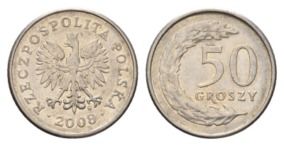 Польша 50 грошей 2008 Y 281 медно-никель 4684-1015