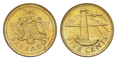 Барбадос 5 центов 1997 KM 11 латунь UNC 4402-217