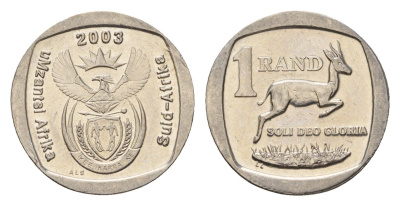 ЮАР 1 ранд 2003 KM 332 медь плакированная никелем UNC 4682-753