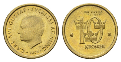 Швеция 10 крон 2002 Карл XVI Густав (1973-) KM 895 нордик UNC 4657-1221