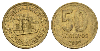 Аргентина 50 сентаво 2009 здание конгресса Тукумана KM 111 алюминиевая бронза 4686-425