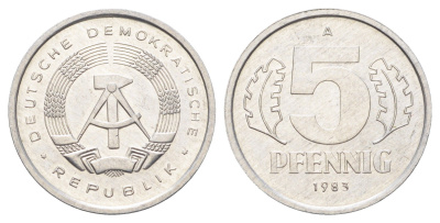 ГДР 5 пфеннигов 1983 A KM 9.2 алюминий 4697-619