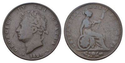 Великобритания 1/2 пенни 1826 Георг IV (1820-1830) KM 692, Spink 3824 медь 28-536