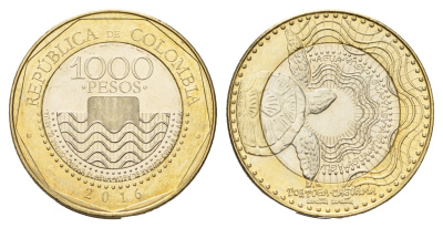 Колумбия 1000 песо 2016 KM 299 биметалл UNC 4165-323