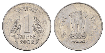 Индия 1 рупия 2002 KM 92.2 нержавеющая сталь UNC 4579-945