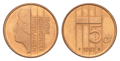 Нидерланды 5 центов 1997 Беатрикс (1980-2013) KM 202 бронза UNC 4684-1238