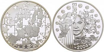 Франция 1 1/2 евро 2004 расширение Евросоюза KM 1391 серебро PROOF 11-168-33