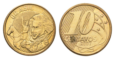 Бразилия 10 сентаво 2007 KM 649 сталь плакированная латунью 4686-747
