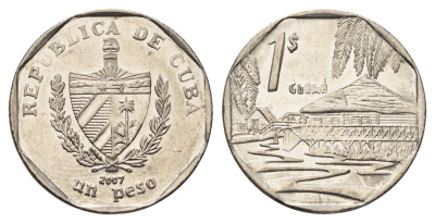 Куба 1 песо 2007 хижины Гуама KM 579.2 сталь плакированная никелем 4698-847