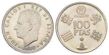 Испания 100 песет 1980 Чемпионат мира по футболу 1982, Испания KM 820 медно-никель UNC 4389-443