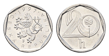 Чехия 20 геллеров 1997 KM 2.1 алюминий UNC 3458-741
