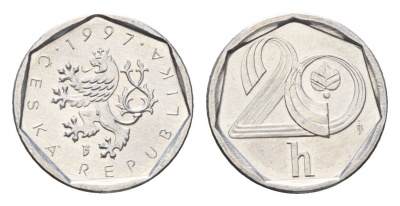 Чехия 20 геллеров 1997 KM 2.1 алюминий UNC 3458-741