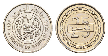 Бахрейн 25 филсов 2002 KM 24.1 медно-никель UNC 113-831