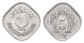 Пакистан 5 пайс 1989 KM 52 алюминий UNC 27-1143