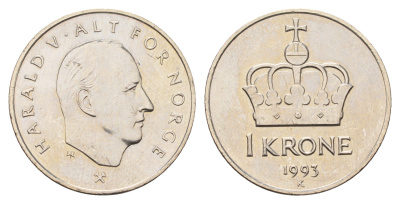 Норвегия 1 крона 1993 Харальд V (1991-) KM 436 медно-никель UNC 27-134