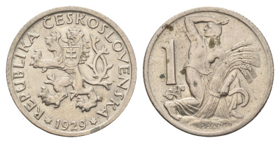 Чехословакия 1 крона 1929 KM 4 медно-никель 83-122