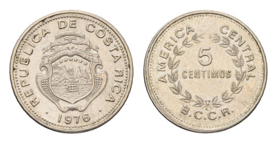 Коста-Рика 5 сентимо 1975 KM 184.2 медно-никель UNC 4690-837