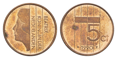 Нидерланды 5 центов 1990 Беатрикс (1980-2013) KM 202 бронза 4685-134
