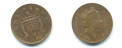 Великобритания 1 пенни 1989 Елизавета II (1952-2022) KM 935, Spink 4381 (B3) бронза 59-1725