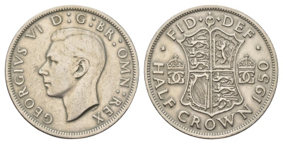 Великобритания 1/2 кроны 1950 Георг VI (1936-1952) KM 879, Spink 4106 медно-никель 4183-732