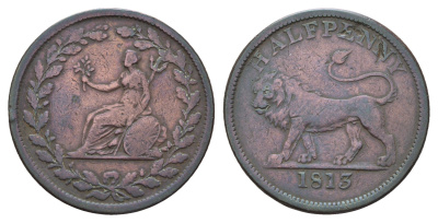 Великобритания, Британской медная компания 1/2 пенни 1813 Withers 610 медь 603-744