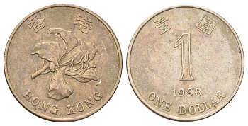 Гонконг 1 доллар 1998 KM 69a медно-никель 4700-313