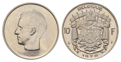 Бельгия 10 франков 1976 Belgique, Бодуэн I (1951-1993) KM 155.1 никель UNC 114-213