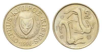 Кипр 2 цента 1996 KM 54.3 никель латунь UNC 4618-558