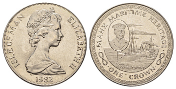 Остров Мэн 1 крона 1982 Морское наследие - P.S. Mona's Queen II KM 99 медно-никель BU 1066-7-35