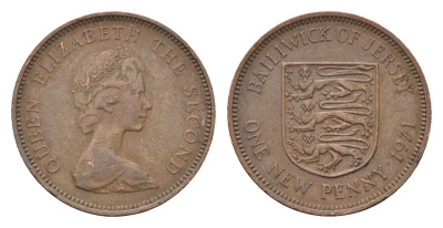 Джерси 1 пенни 1971 Елизавета II (1952-2022), герб KM 30 бронза 4690-239