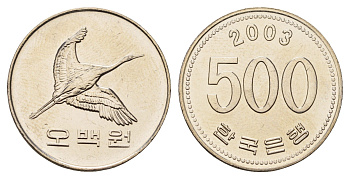 Южная Корея 500 вон 2003 KM 27 медно-никель UNC 4163-223